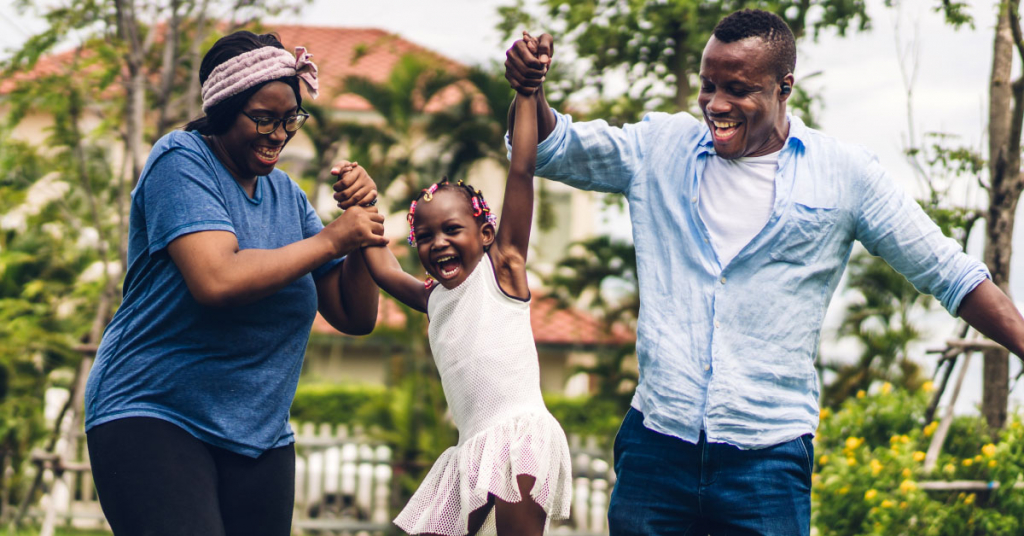 Portrait of enjoy happy love black family