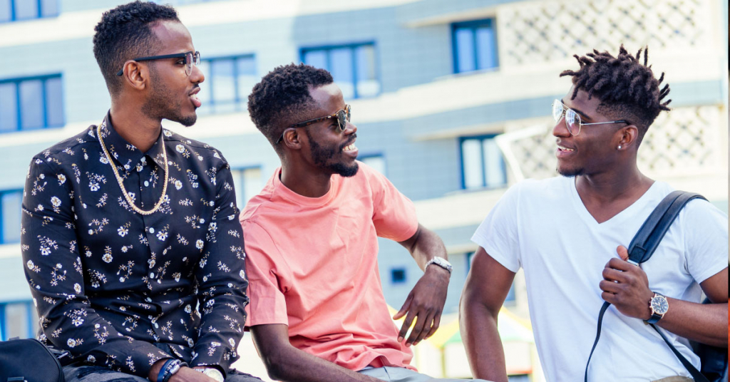 Group of three fashionable cool African American guys