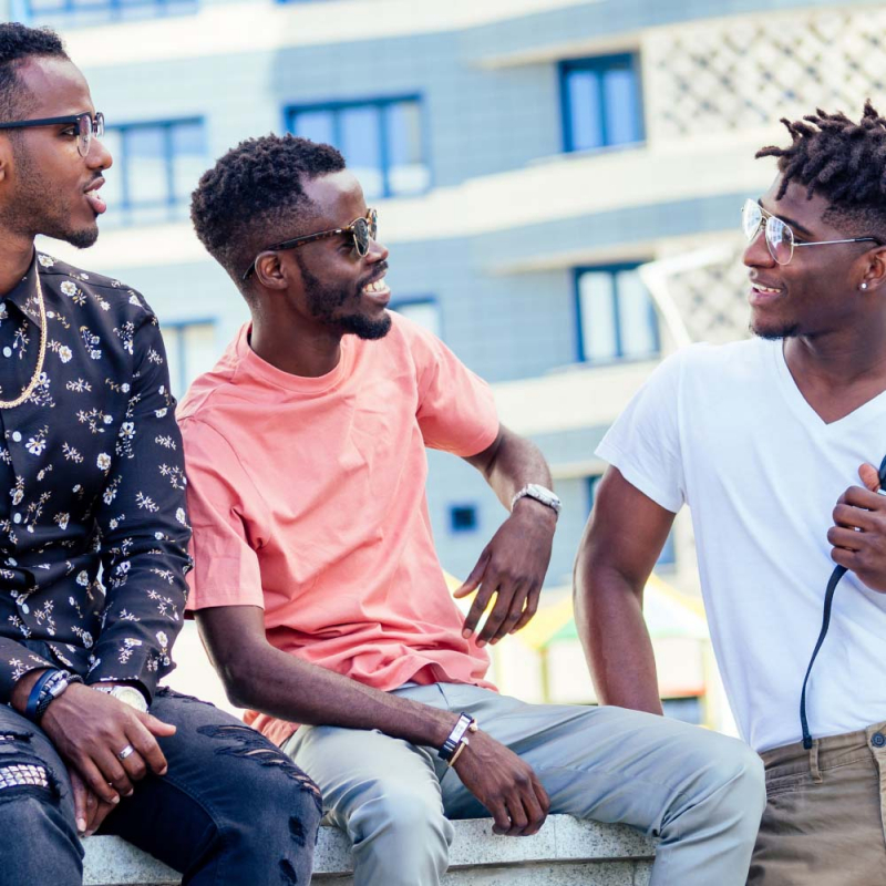 Group of three fashionable cool African American guys